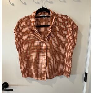Maison D'Amelie Orange Cropped Blouse Size Small